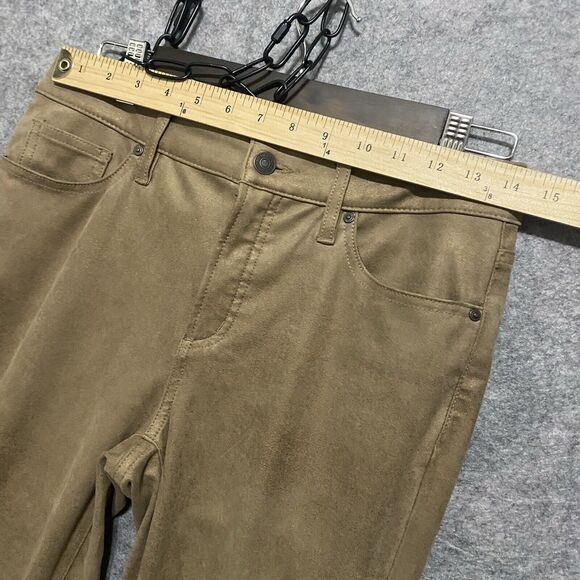 Chicos Faux Suede Jeggings Womens Sz 00 US 2 Brown Gold Shimmer Stretch Pockets - Picture 4 of 6